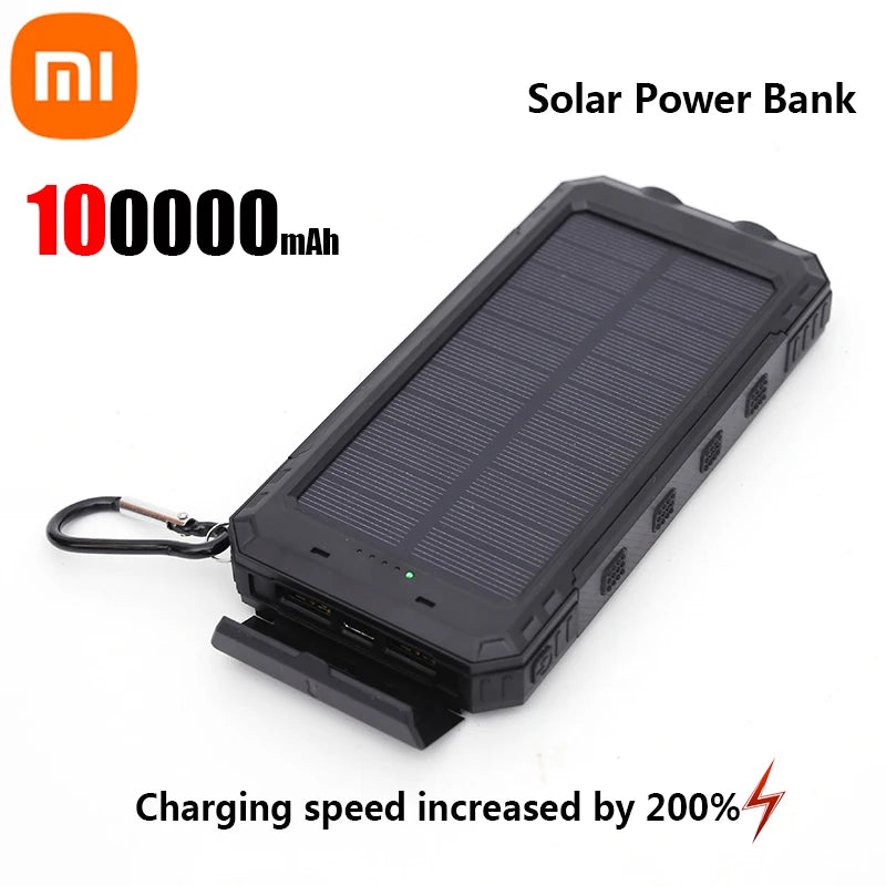Solar Power Bank Portable Large Capacity Charger Compatible with IOS Android USB-A and USB-C Fast Charging