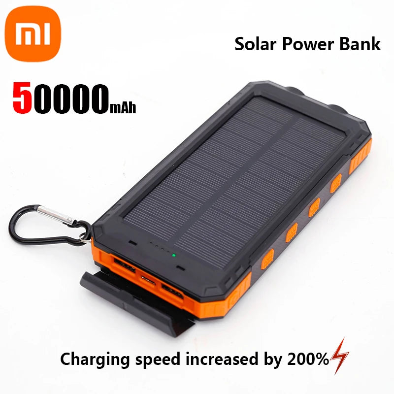 Solar Power Bank Portable Large Capacity Charger Compatible with IOS Android USB-A and USB-C Fast Charging