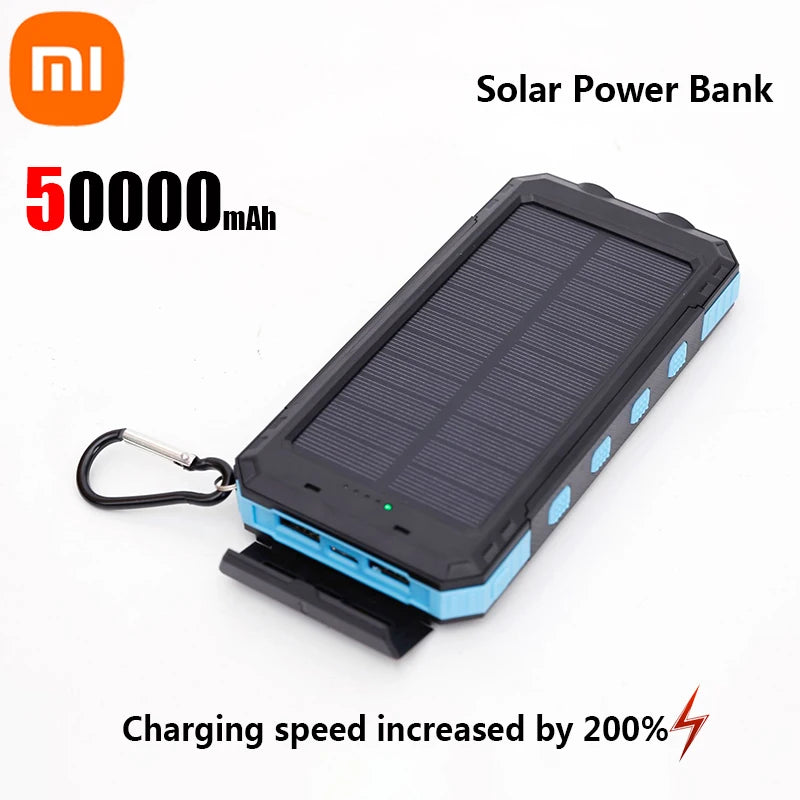 Solar Power Bank Portable Large Capacity Charger Compatible with IOS Android USB-A and USB-C Fast Charging