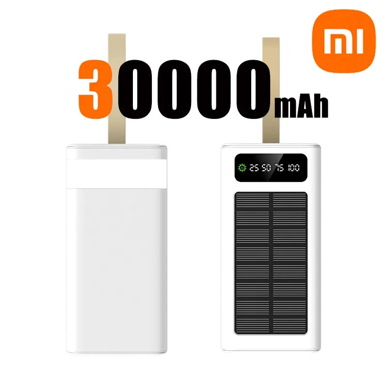 Xiaomi 50000mAh Large Capacity Solar Power Bank Built-in Cables Large Capacity LED Light Power Bank for iPhone Huawei Samsung