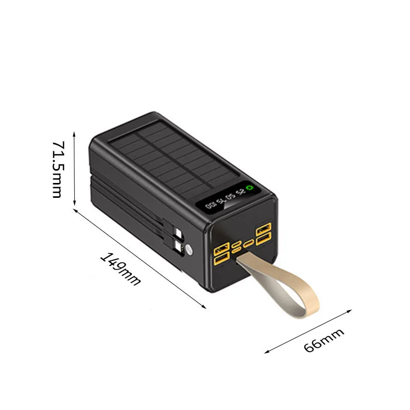Xiaomi 50000mAh Large Capacity Solar Power Bank Built-in Cables Large Capacity LED Light Power Bank for iPhone Huawei Samsung