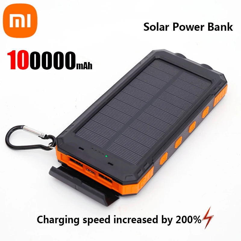 Solar Power Bank Portable Large Capacity Charger Compatible with IOS Android USB-A and USB-C Fast Charging