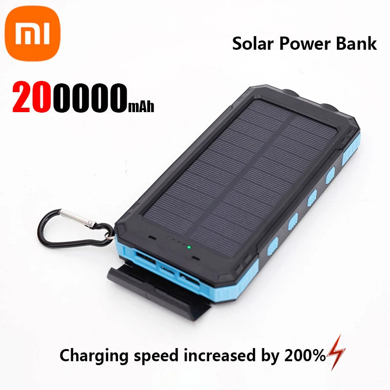 Solar Power Bank Portable Large Capacity Charger Compatible with IOS Android USB-A and USB-C Fast Charging