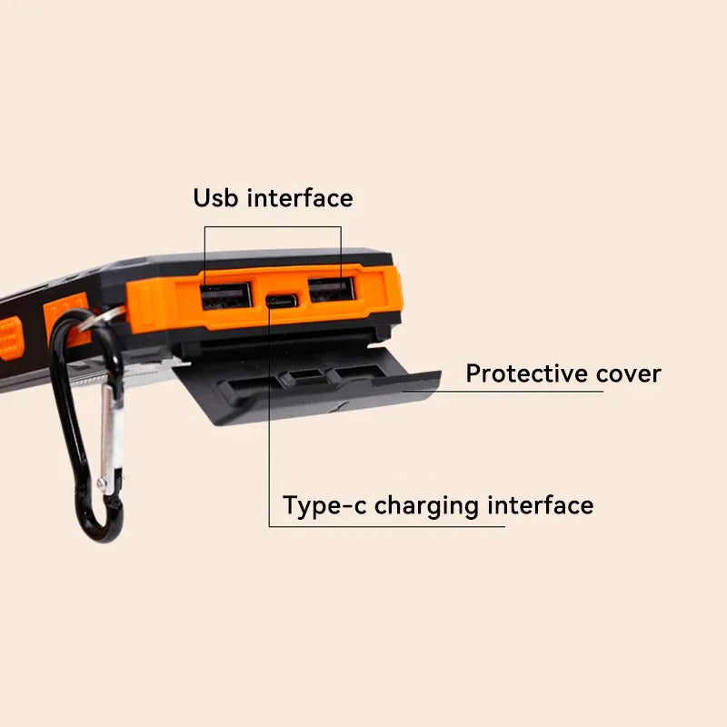 Solar Power Bank Portable Large Capacity Charger Compatible with IOS Android USB-A and USB-C Fast Charging
