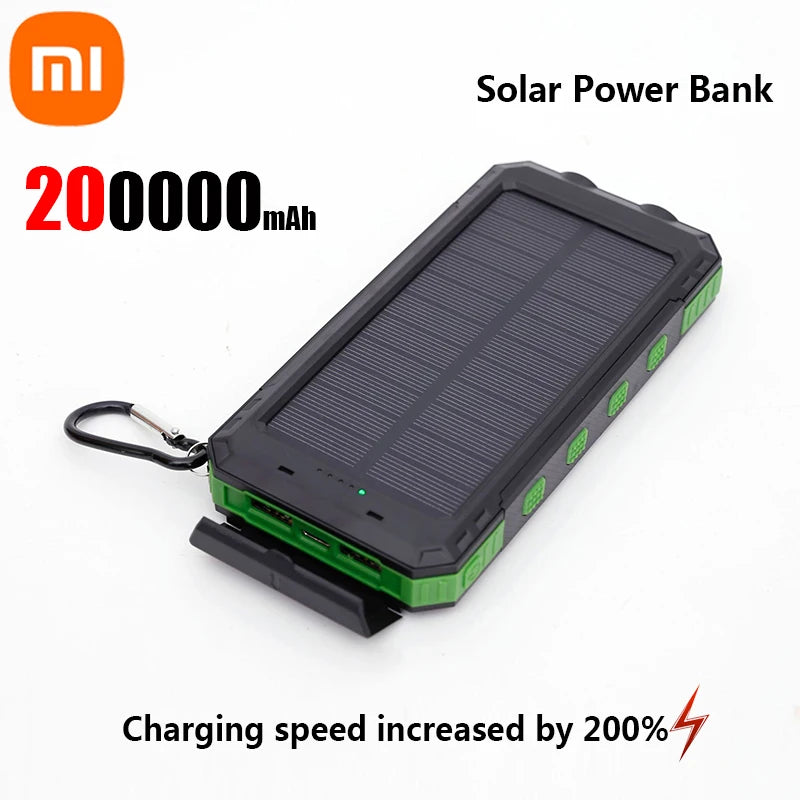 Solar Power Bank Portable Large Capacity Charger Compatible with IOS Android USB-A and USB-C Fast Charging
