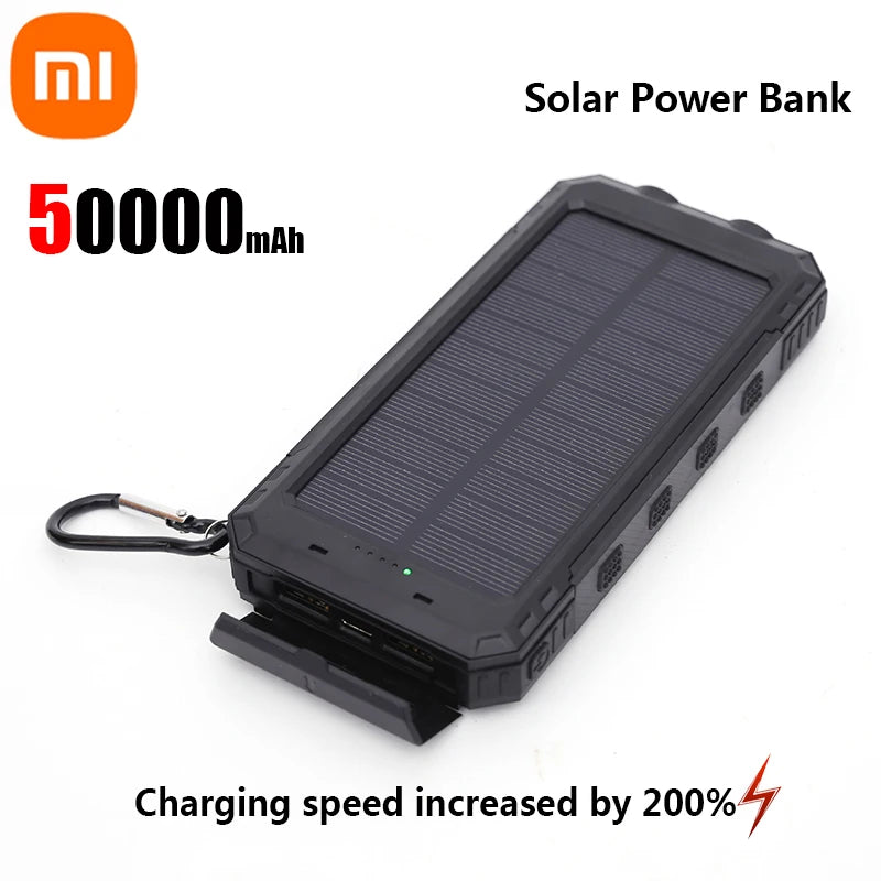 Solar Power Bank Portable Large Capacity Charger Compatible with IOS Android USB-A and USB-C Fast Charging