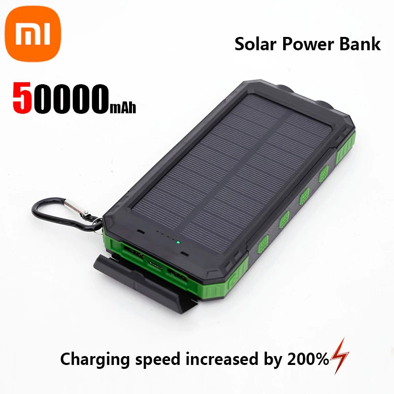 Solar Power Bank Portable Large Capacity Charger Compatible with IOS Android USB-A and USB-C Fast Charging