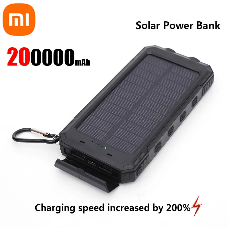 Solar Power Bank Portable Large Capacity Charger Compatible with IOS Android USB-A and USB-C Fast Charging