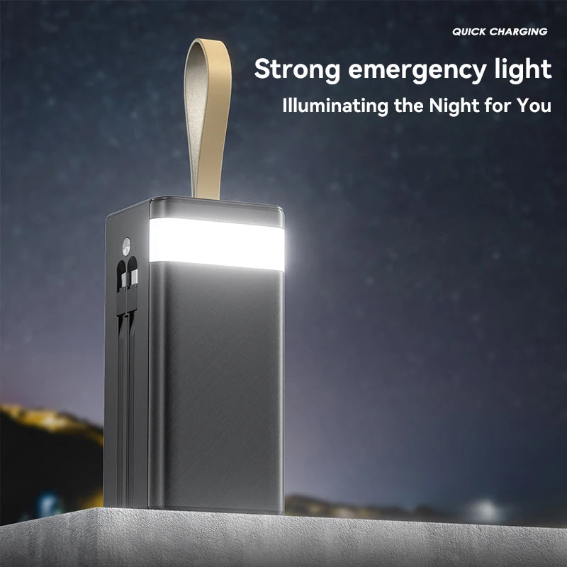 Xiaomi 50000mAh Large Capacity Solar Power Bank Built-in Cables Large Capacity LED Light Power Bank for iPhone Huawei Samsung