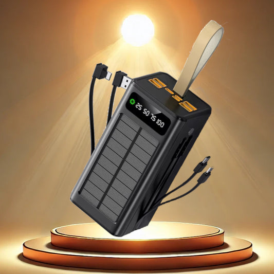 Xiaomi 50000mAh Large Capacity Solar Power Bank Built-in Cables Large Capacity LED Light Power Bank for iPhone Huawei Samsung